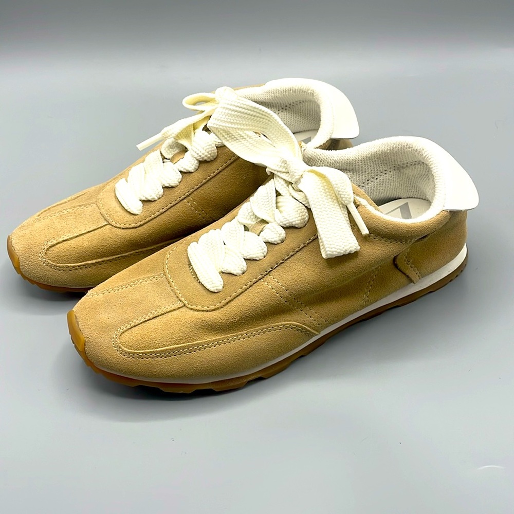 Zara Suede Sneakers Tan and White size 6.5